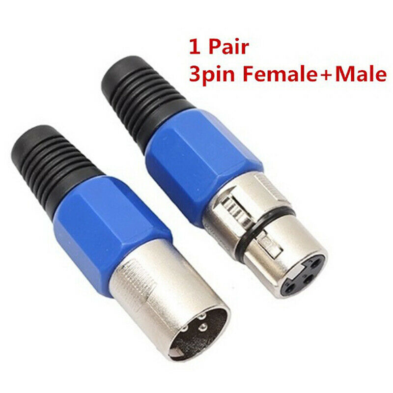 1 Pair XLR 3-Pin Blue Microphone Male/Female Connector Metal Housing V,.l8