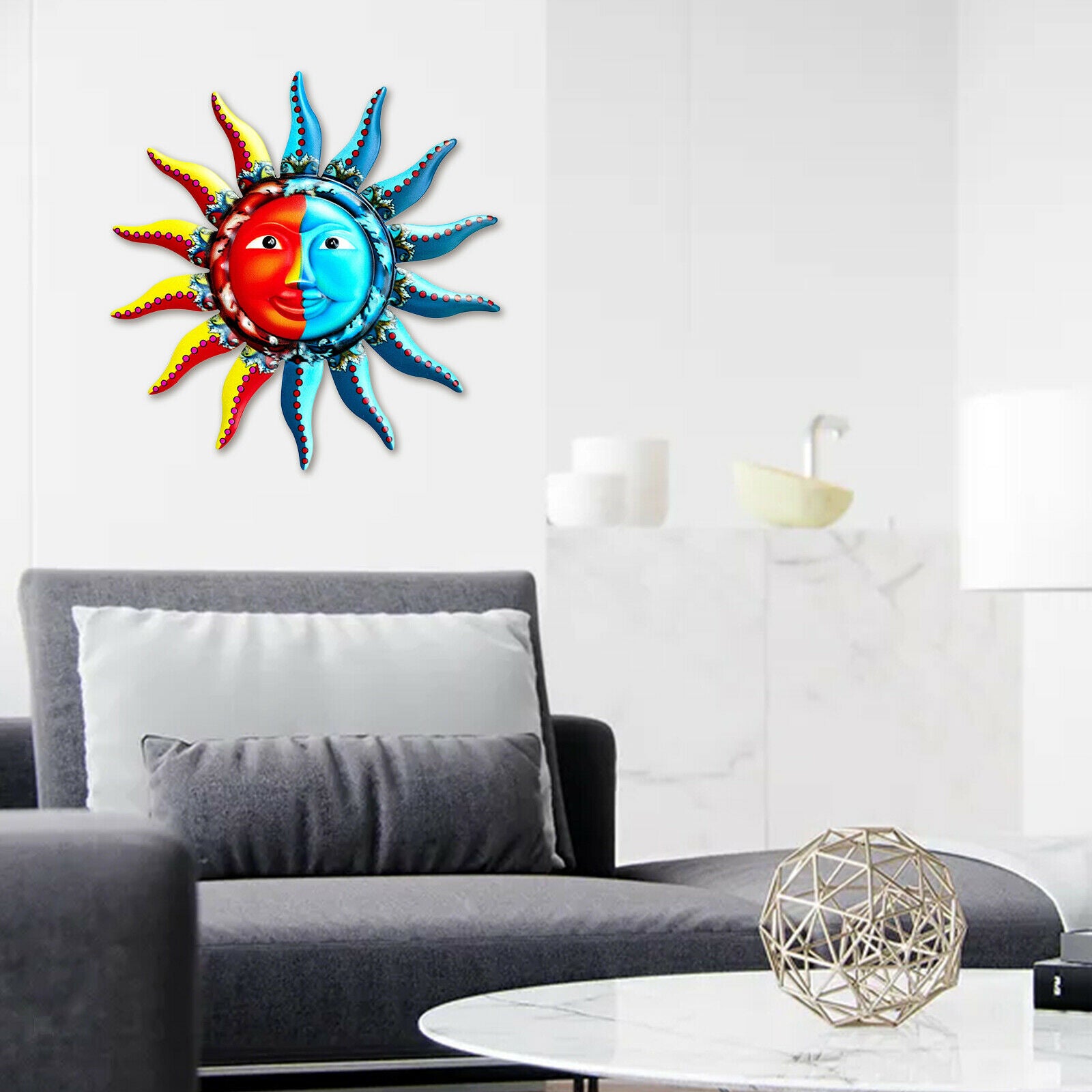Sun Shaped Wall Decor Garden Office Bedroom Hanging Wall Sculpture Ornament