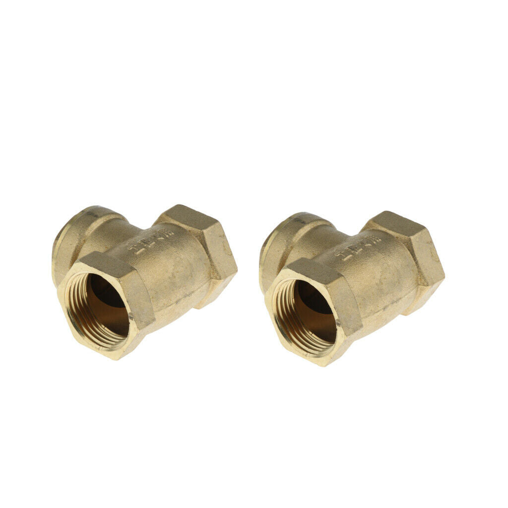 2 Pcs 1-Inch Brass Swing Check Valve with Female Threaded, Brass Construction
