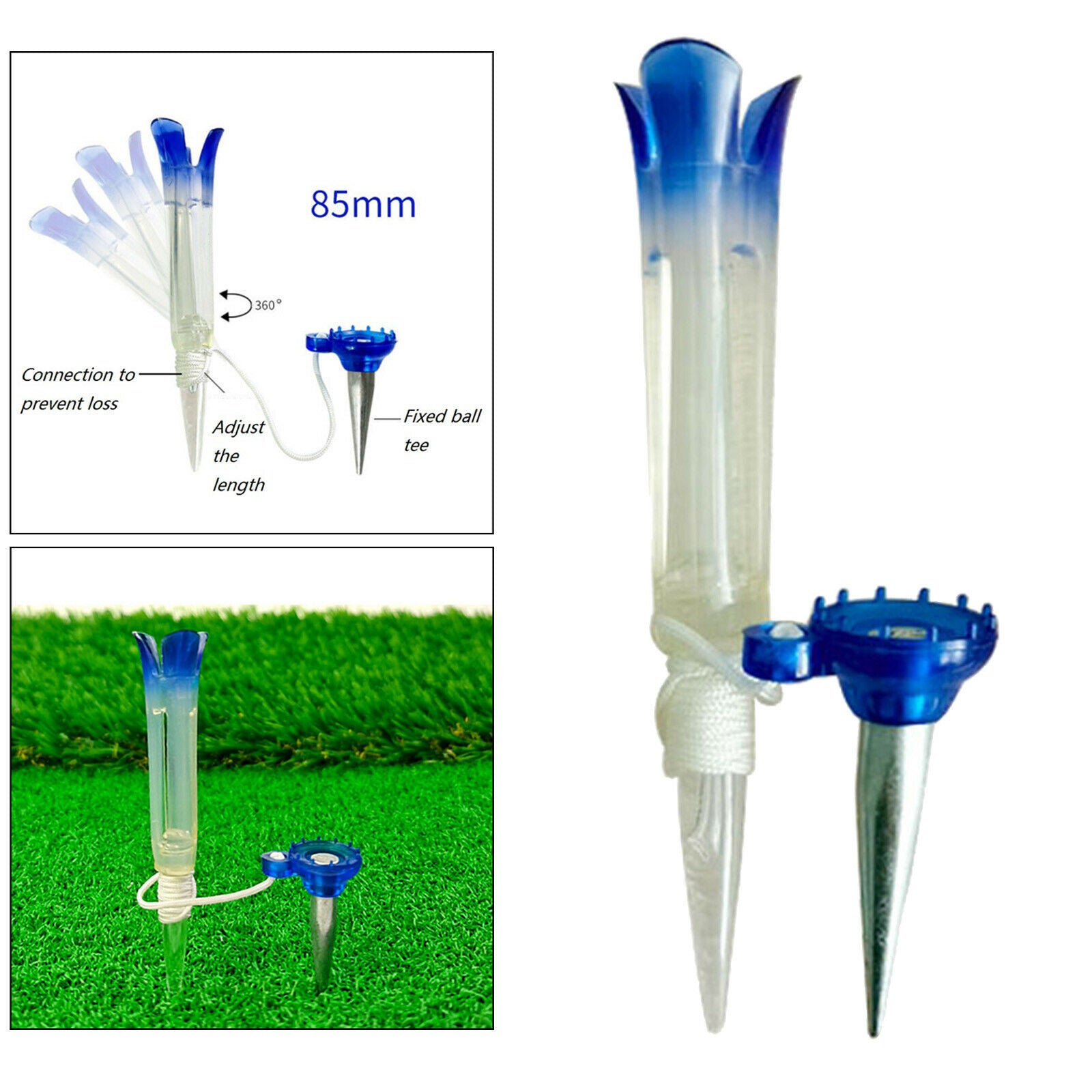 Soft Plastic 3.35'' Golf Tees Unbreakable Long Durable High Performance Blue