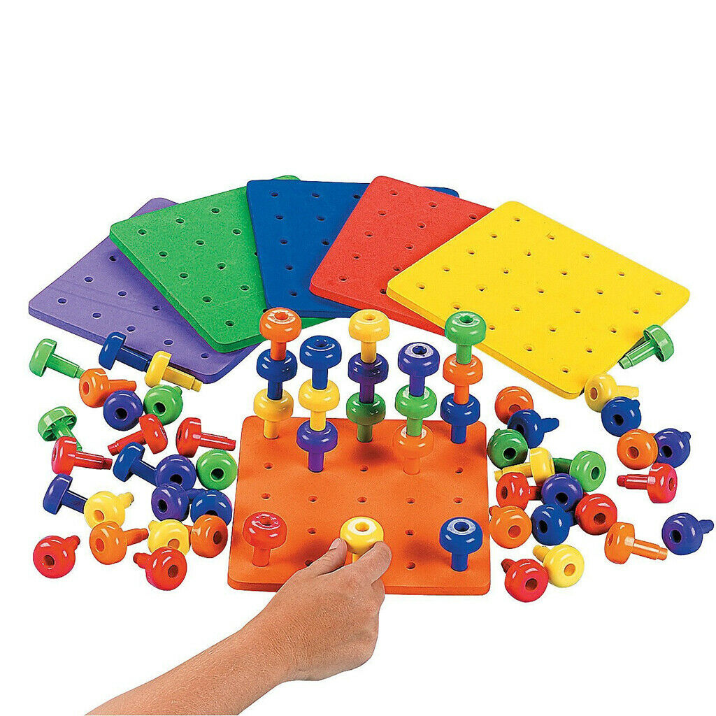 30Pcs Tall Stackers Peg Board Fine Motor Skills Occupational Therapy Games