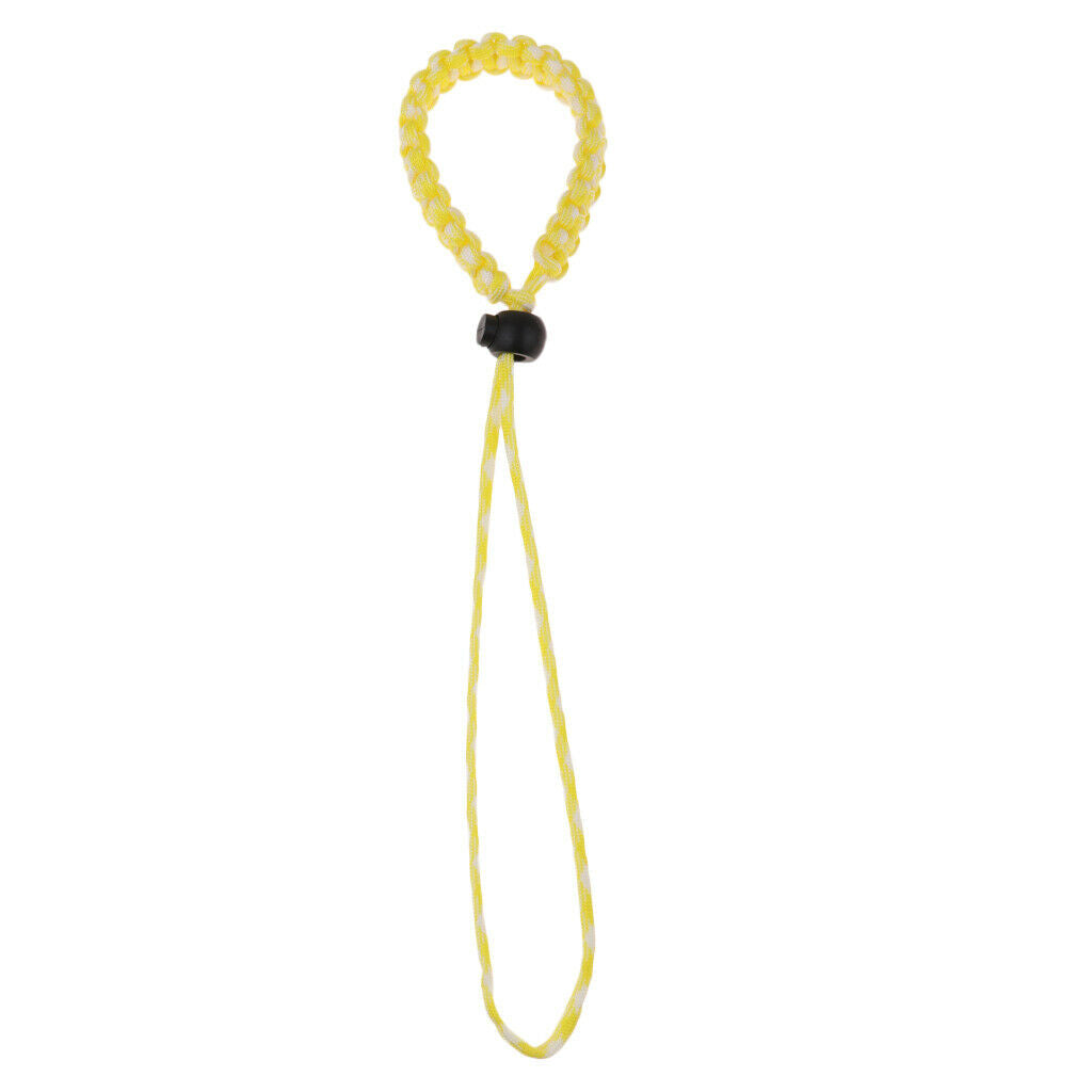 Adjustable Camera Wrist Strap Braided Paracord Hand Lanyard Yellow White