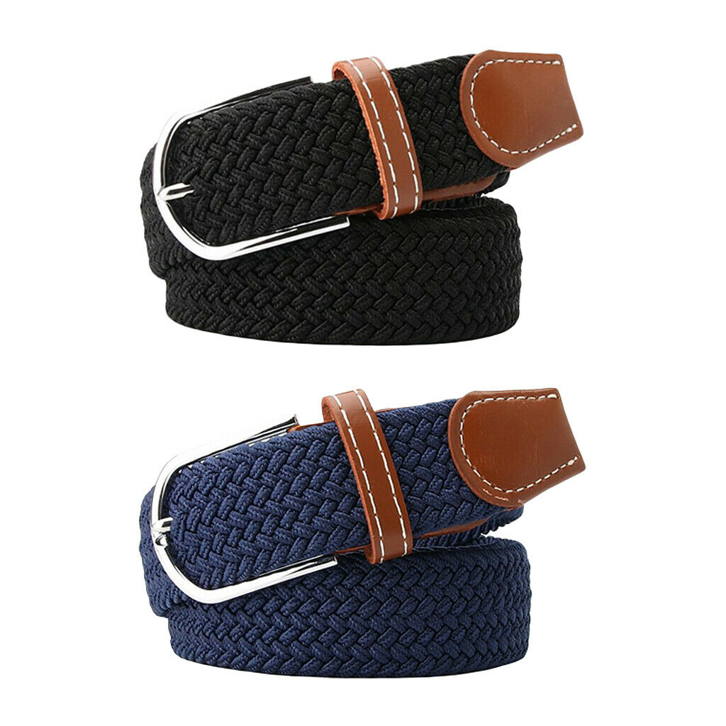 2x Men Woven Canvas Belt Webbing Belt Sports Pin Buckle Jeans Waistband