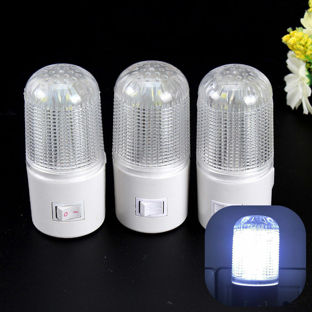 3W Plug Night Light Bedside Lamp Wall Mounted 4-LED Bedroom Lighting Bright Bulb