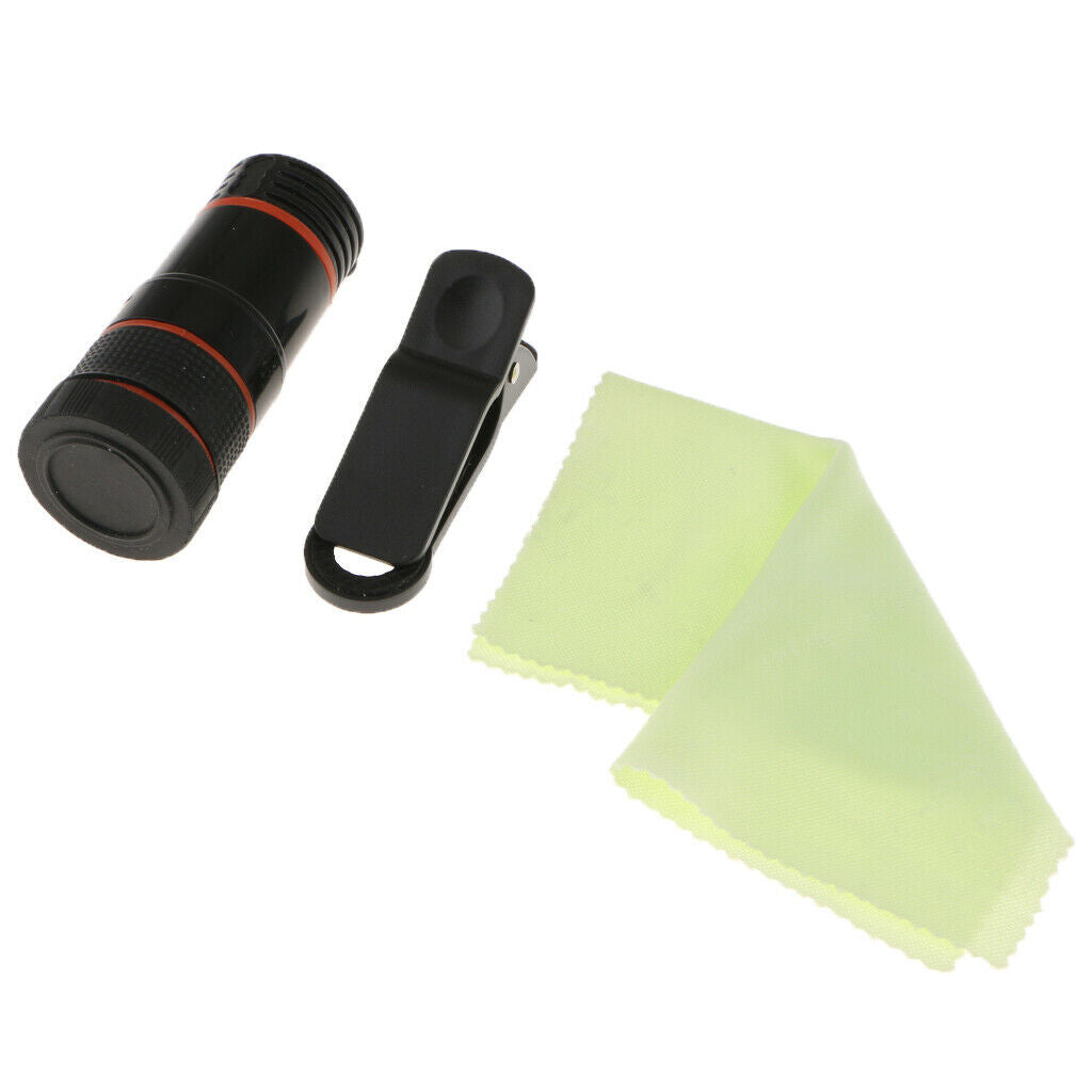 Phone Camera Lens 8X 18mm Zoom Telephoto Monocular for Mobile Phone + Clip