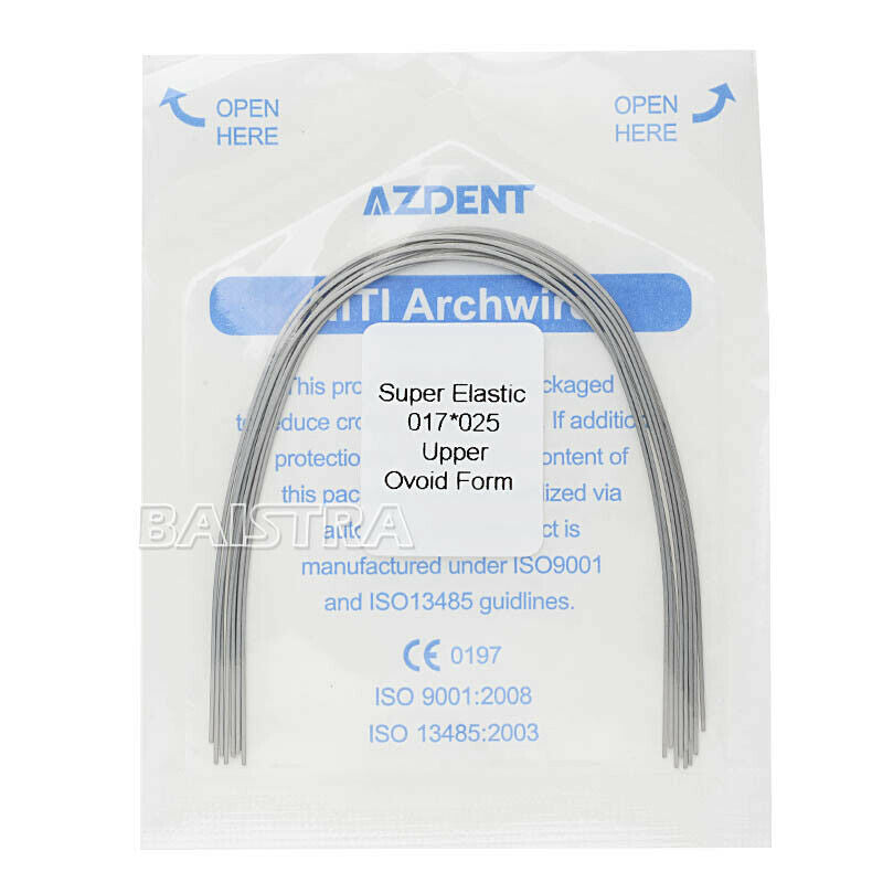 100Packs Dental Ortho Rectangular Super Elastic Niti Arch Wires 17*25U