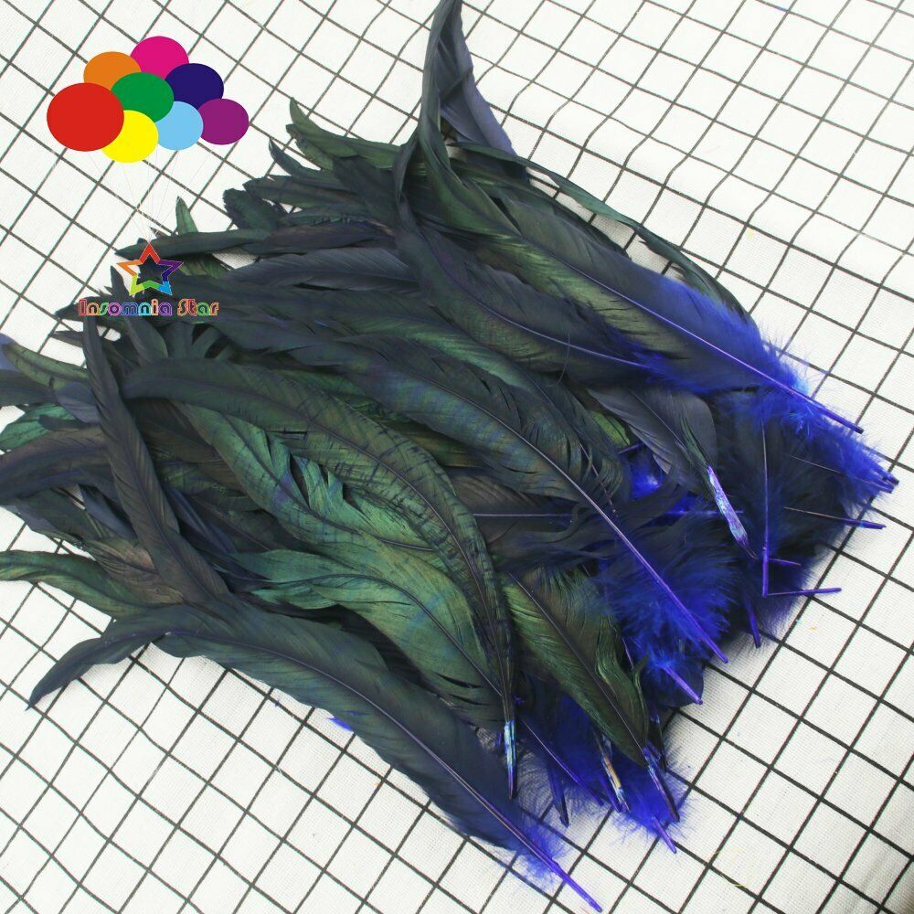 Sapphire dyeing 100 Pcs 12-14 Inch/ 30-35 cm Cock Chicken Tail natural Feathers