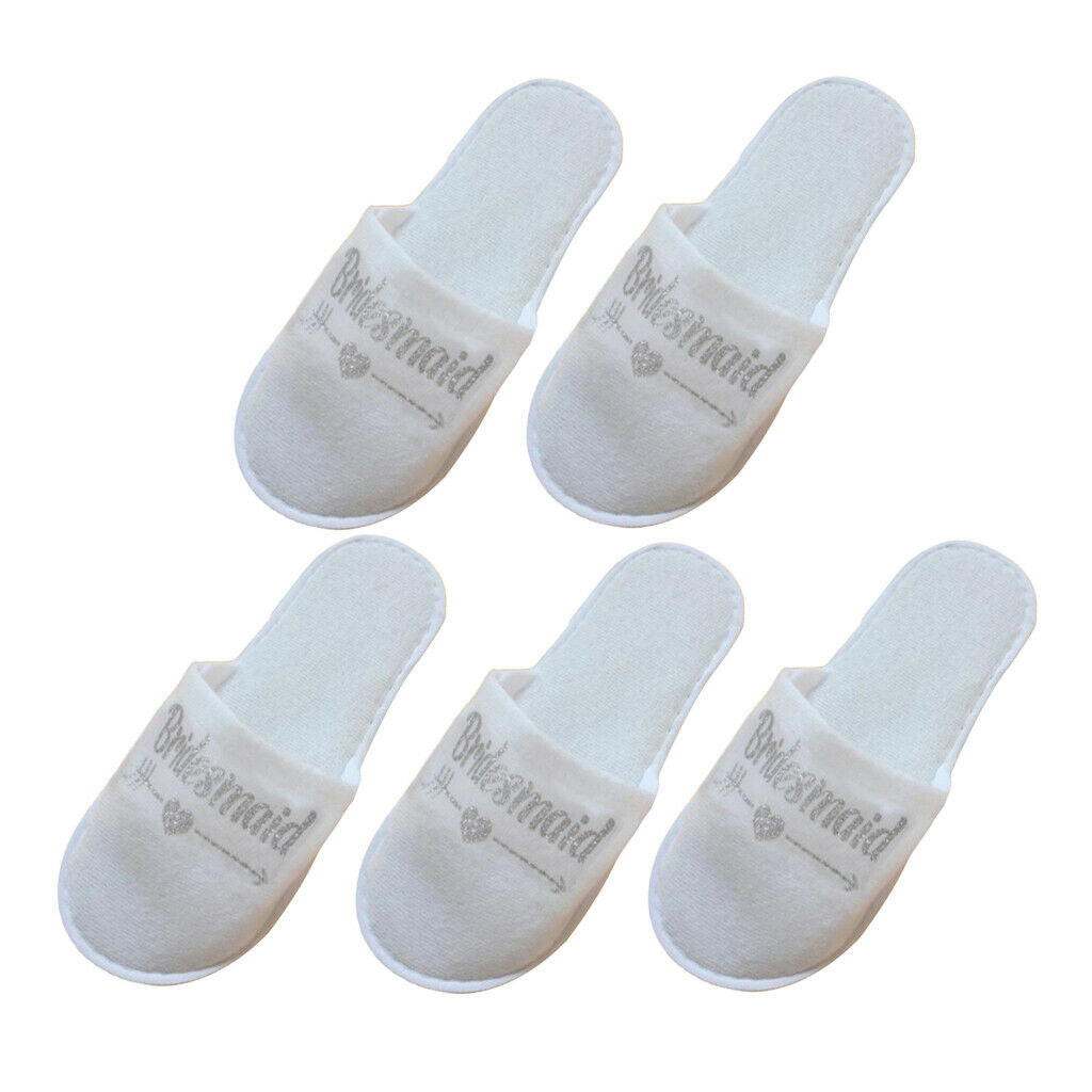 5 Pair Bridal Wedding Soft Bridesmaid Closed Toe Disposable Home Slippers