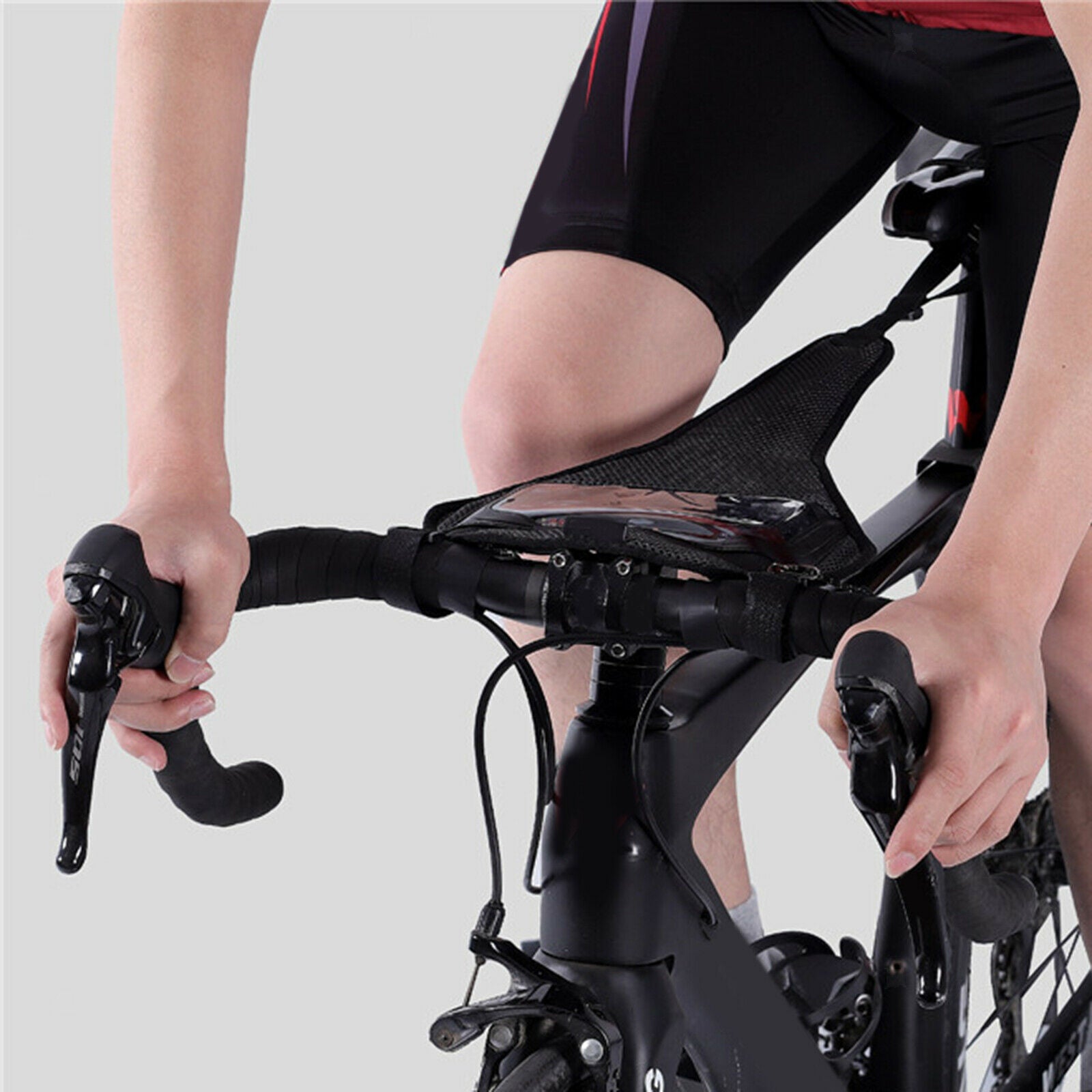 Bike Frame Sweat Guard Bicycle Trainer Sweat Net Cover Belt with Phone Pouch
