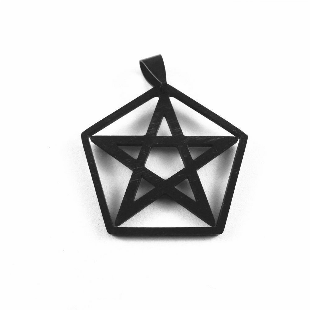 5 pcs Black Stainless Steel Pentagon Charm Star Hollowed Pendant DIY 31*31*1mm