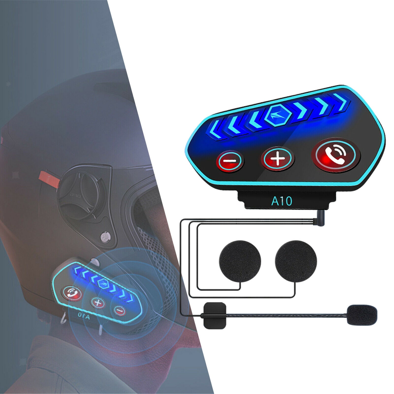 Rechargeable Motorcycle Helmet Headset Waterproof Bluetooth Headphone 2600mA