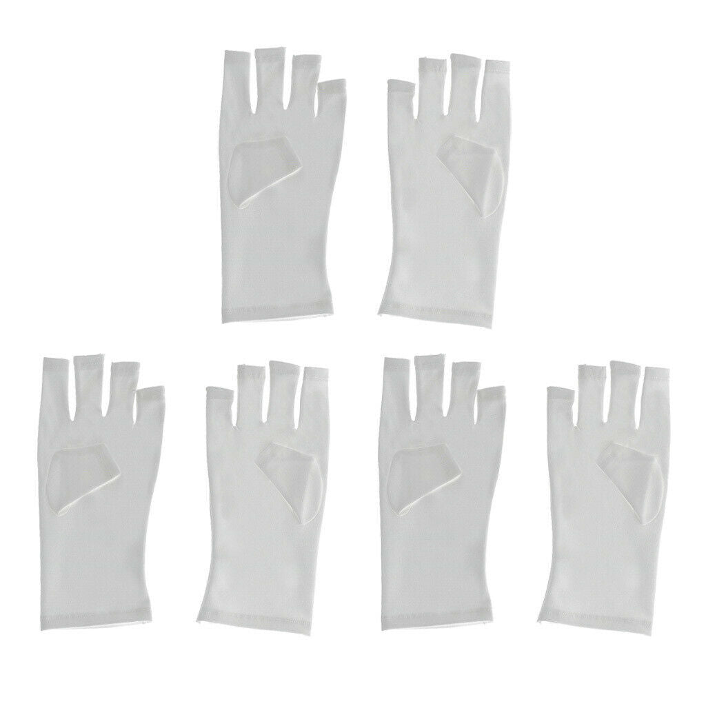 3 Pairs Soft Fabric Anti UV Hand UV Protector Gloves for Dryer Lamp White