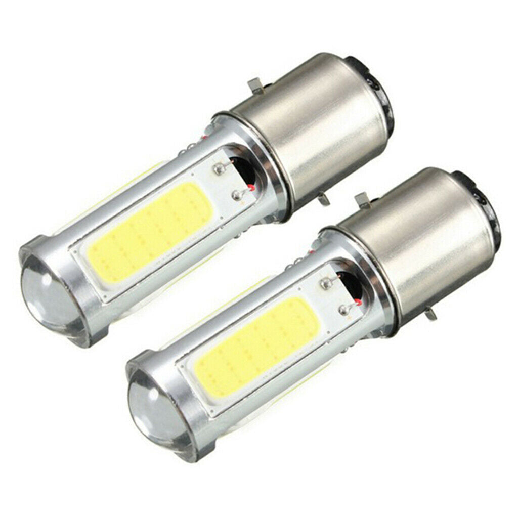 2pcs BA20D H6 4 COB LED White Bulb Light For Motorcycle Moped ATV Headlight