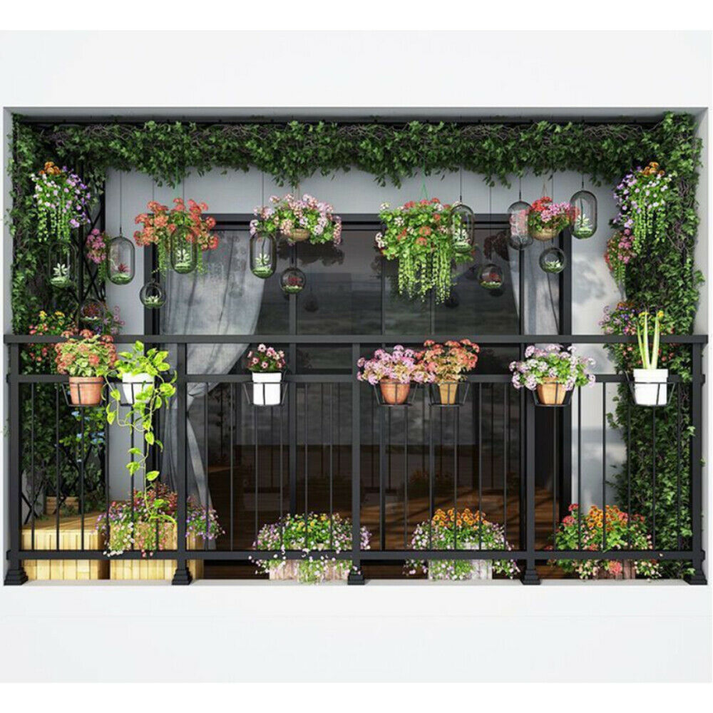 Iron Hanging Metal Basket Flower Planter Pot Holder Shelf for Balcony Patio