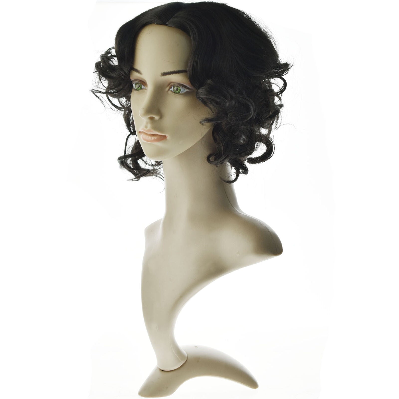 Ladies Short Curly Wigs Hair Pixie Wavy African Bob with Bangs Full Wigs Black