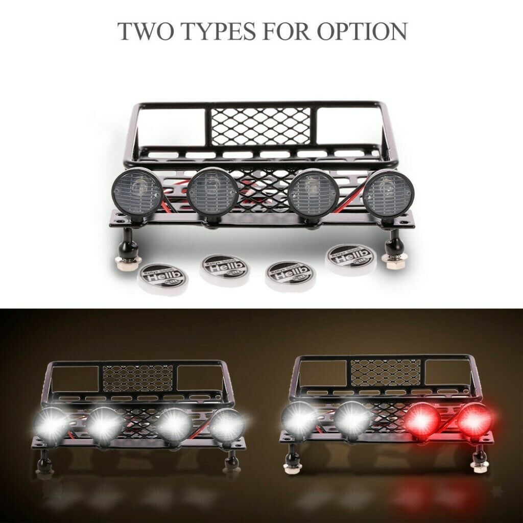 Luggage carrier RC 1/10 metal roof frame illuminated with round LED