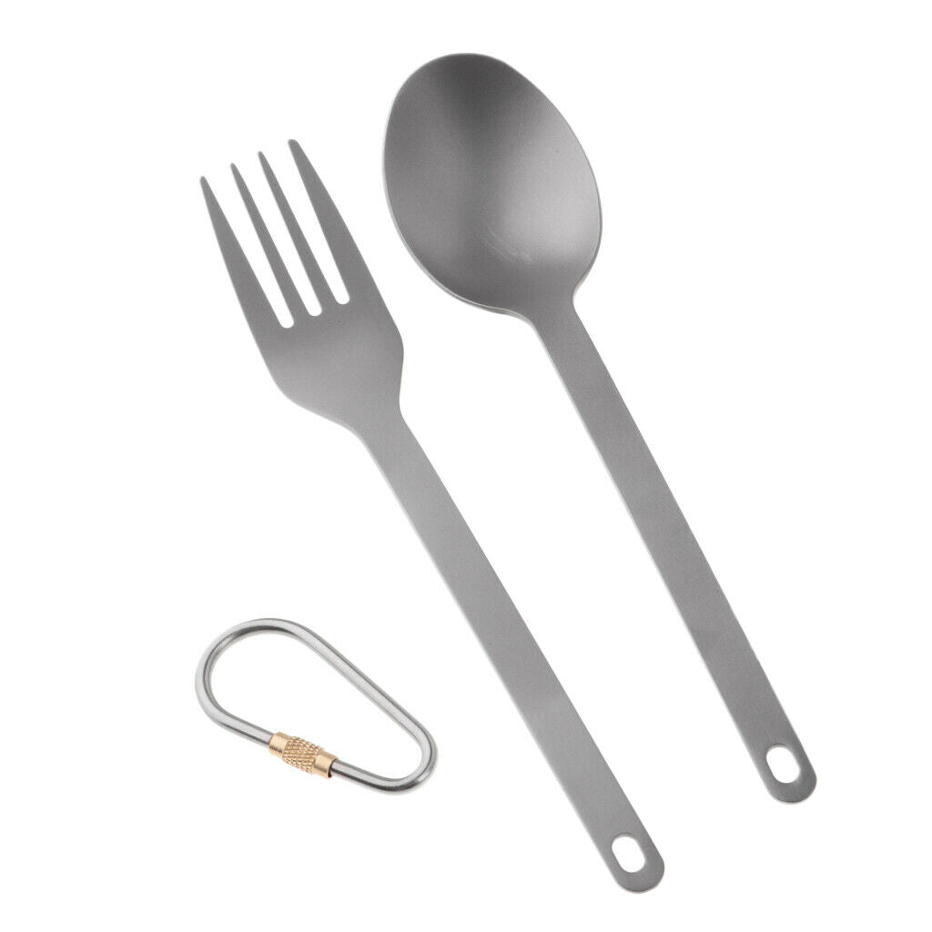 Outdoor Titanium Tableware Flatware Spoon Fork Spork Spoon Fork with Buckle