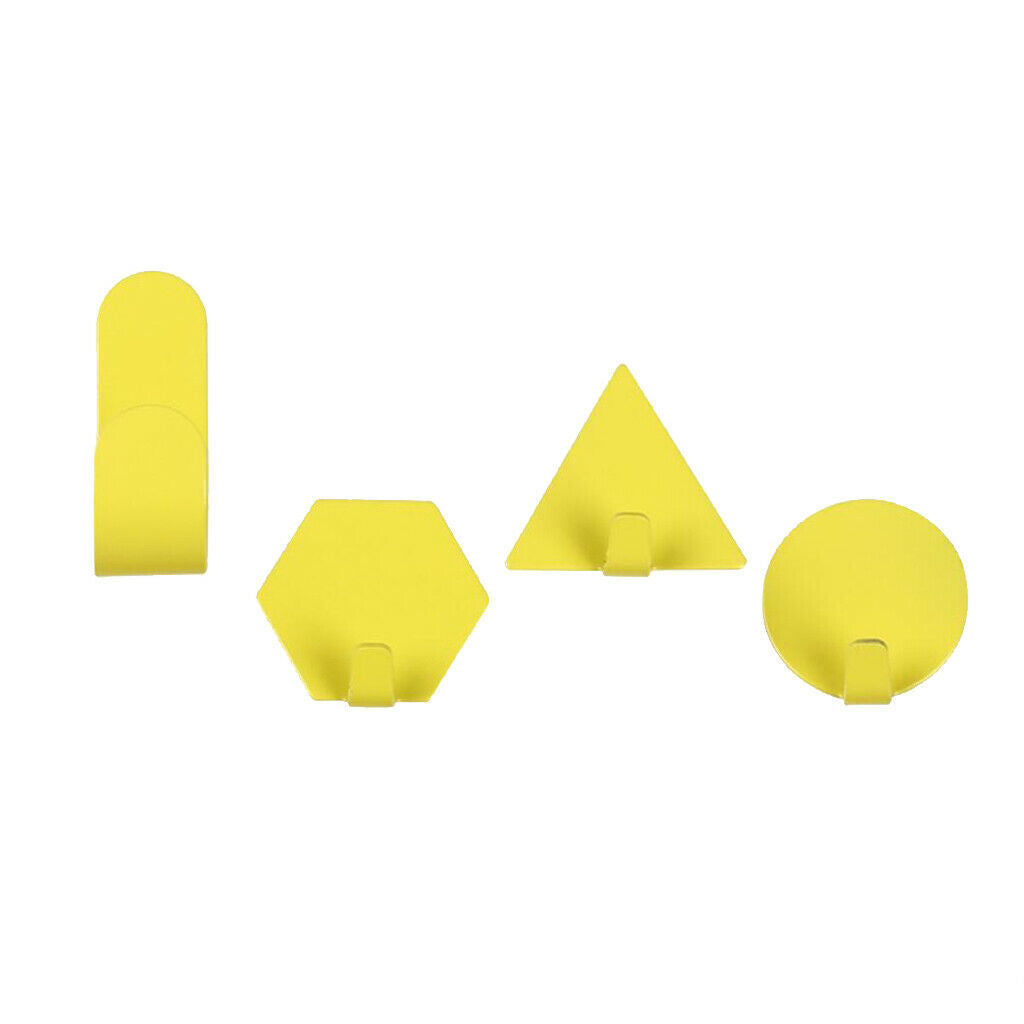 4pcs Self Adhesive Hooks Sticky Hangers Organizer Holder Multi-Color Yellow