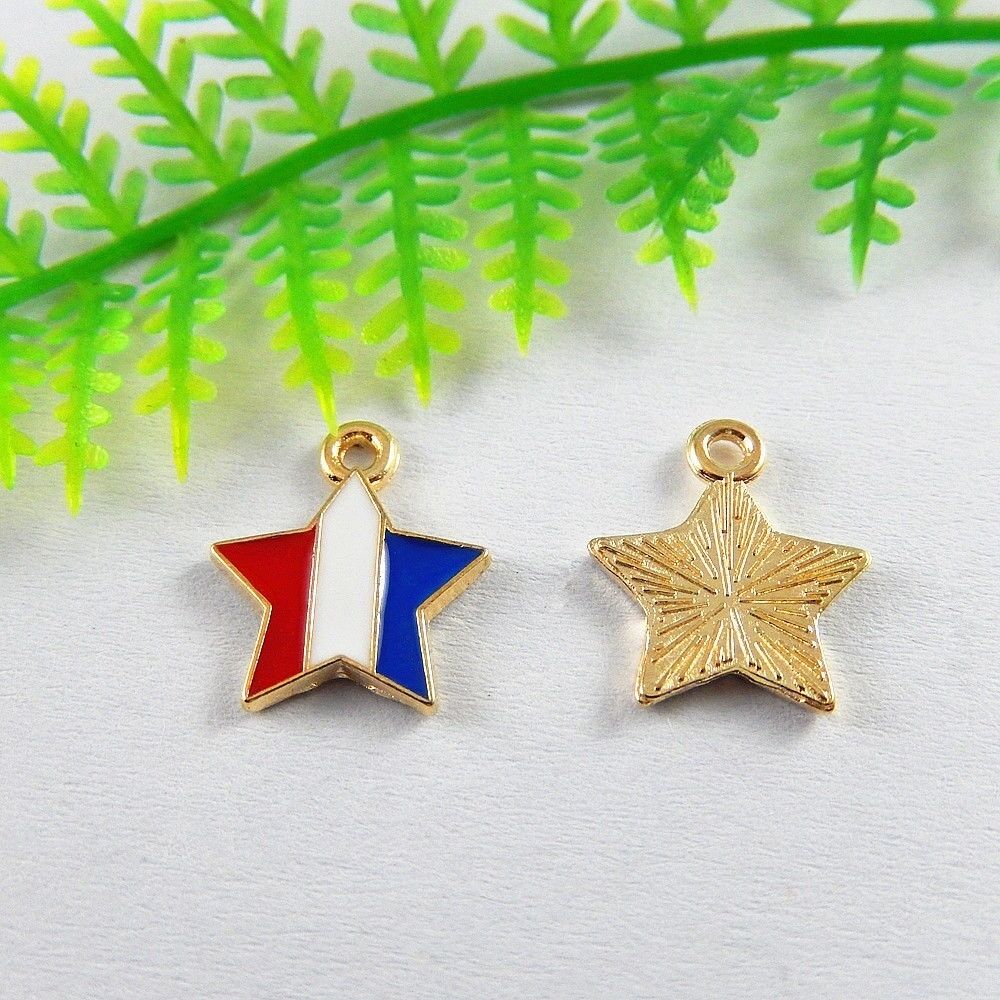 20PCS Enamel Star Charm Bracelet Alloy Pendant DIY Jewelry Earring Craft 14*11mm