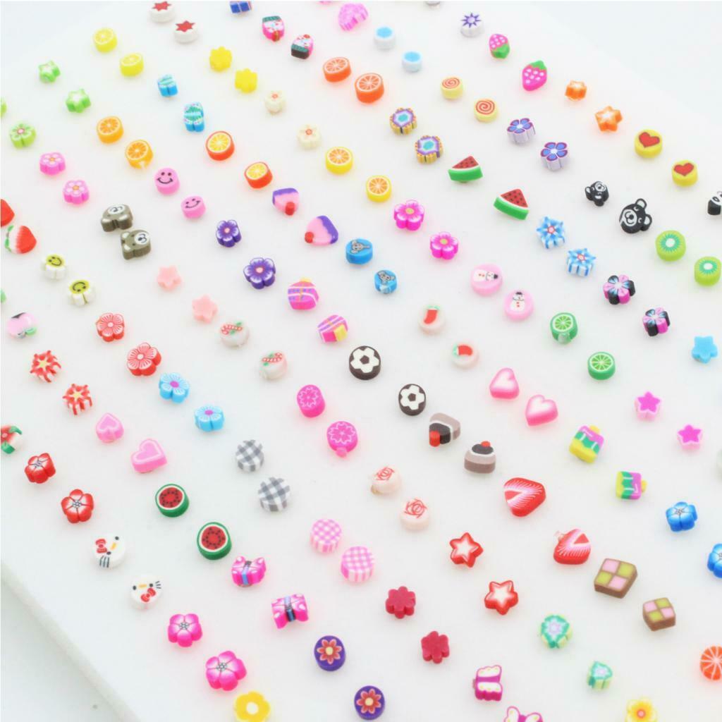 100   Pairs   Mini   Cartoon   Cute   Fruit   Design   Earrings   Ear