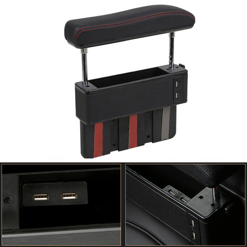 Car Driver Seat Pocket Storage Armrest Box Organizer Holder w/ USB Adjustable