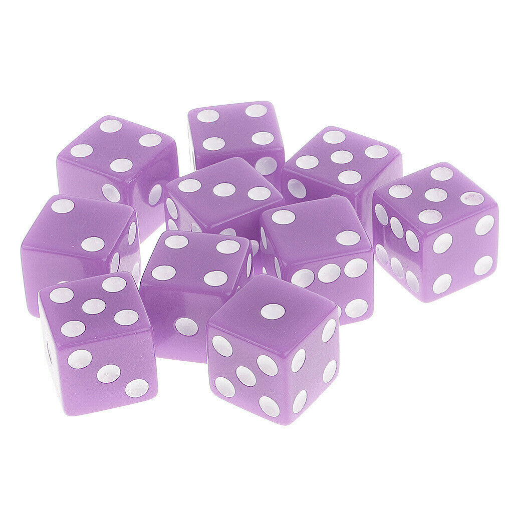 10 Piece Digital D6 Dice Playing Games Set for D&D MultiColor Light Purple