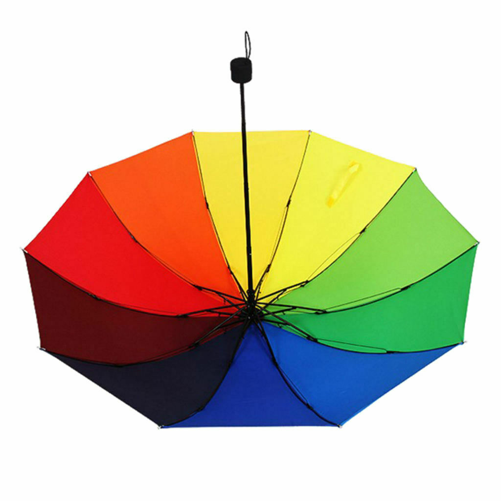 Large Canopy Rainbow Umbrella Multicolor Durable Strong Storm Windproof