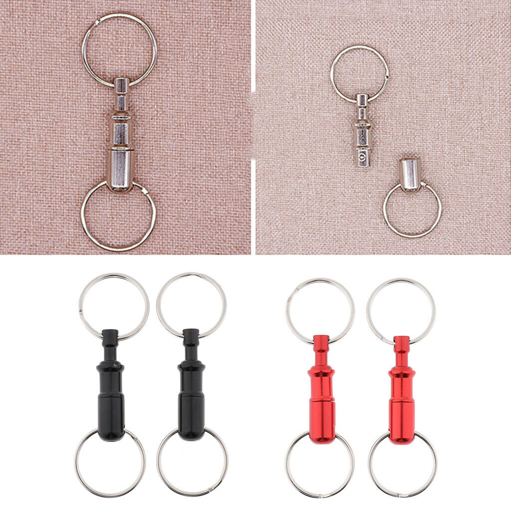 4x Pull Apart Quick Release Keychain Dual Key Rings Split Rings Car Keys