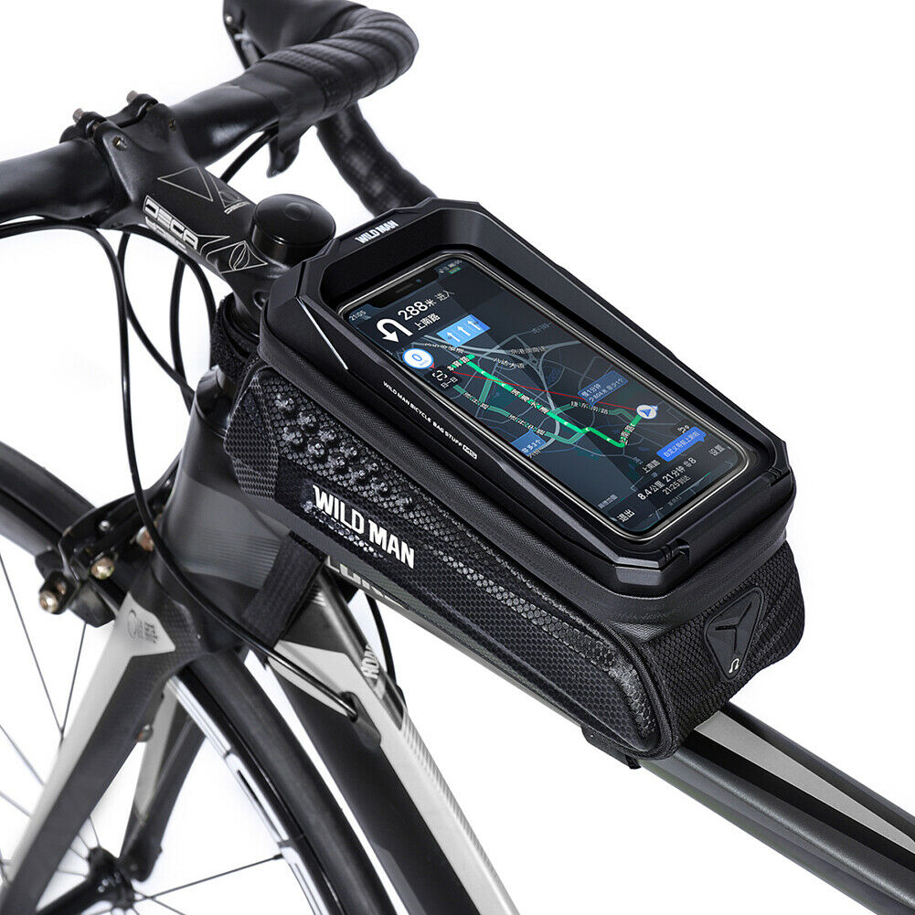 Bike Front Frame Phone Bag Waterproof Touch Screen MTB Road Phone Holder Case @