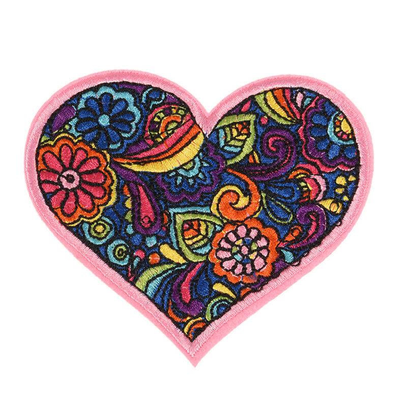 Colorful Flower Heart EmbroideredSewOn Iron On Patch Badge Bag Fabric Appl.l8