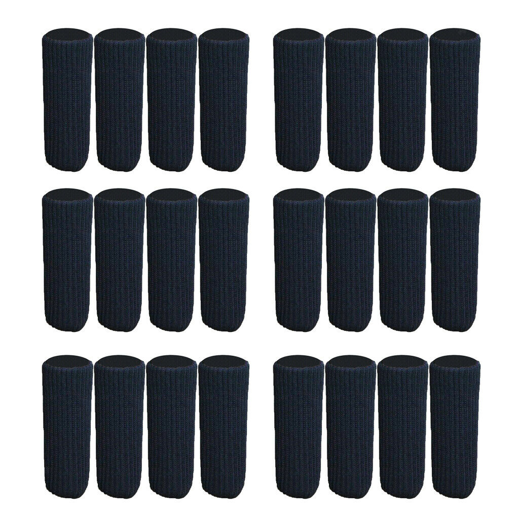 24Pcs for Dia 3.5-7" Furniture Sliders Covers Knitted Chair Leg Socks -Black