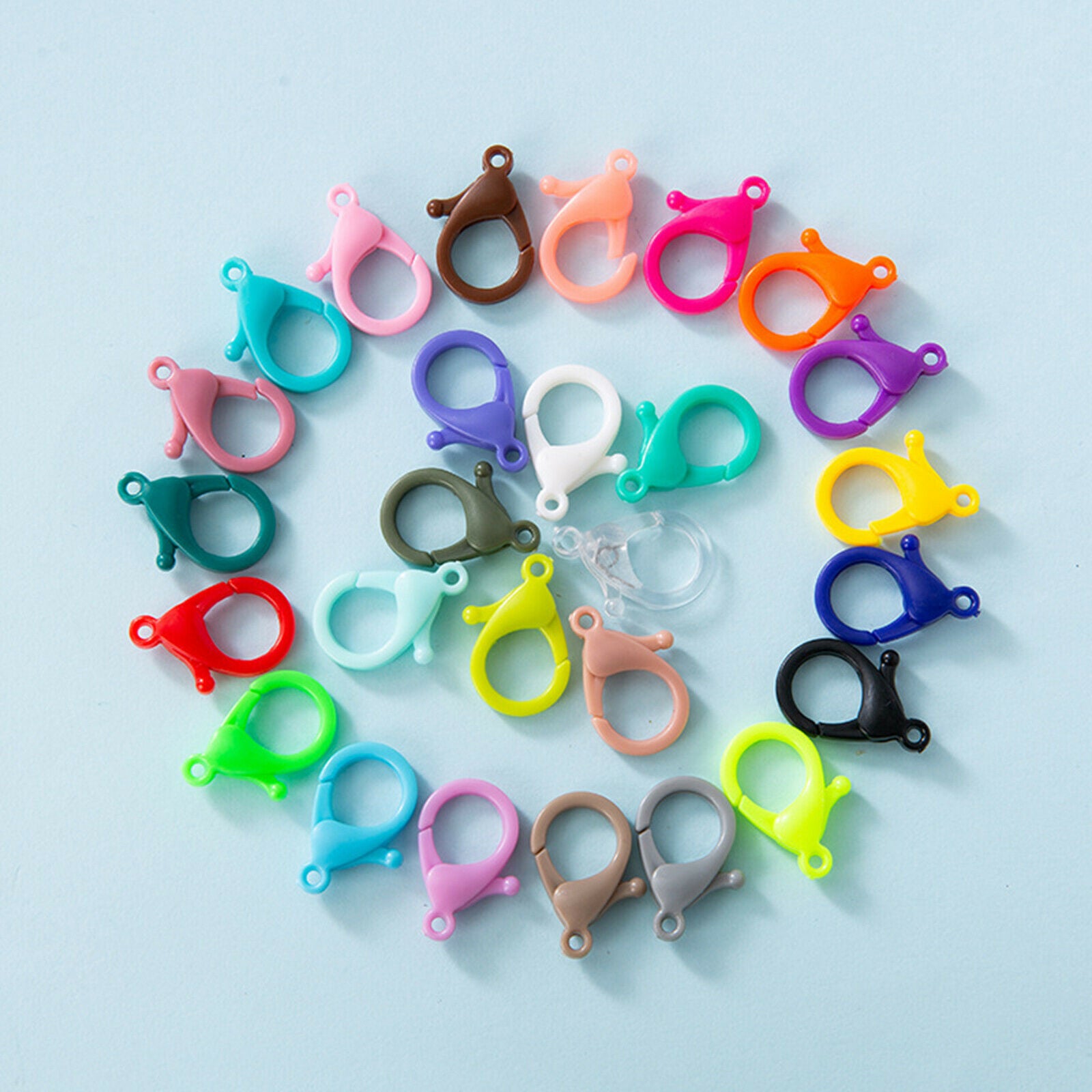 100 Pieces Colorful Plastic Clips Plastic Lobster Claw Clasps, Cute Lanyard Snap