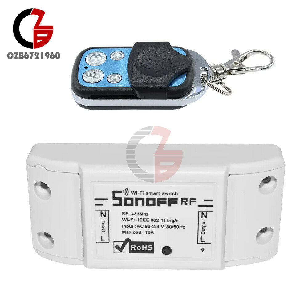 Sonoff 433MHz WiFi Wireless Switch + RF Receiver Remote Control For Smart Home