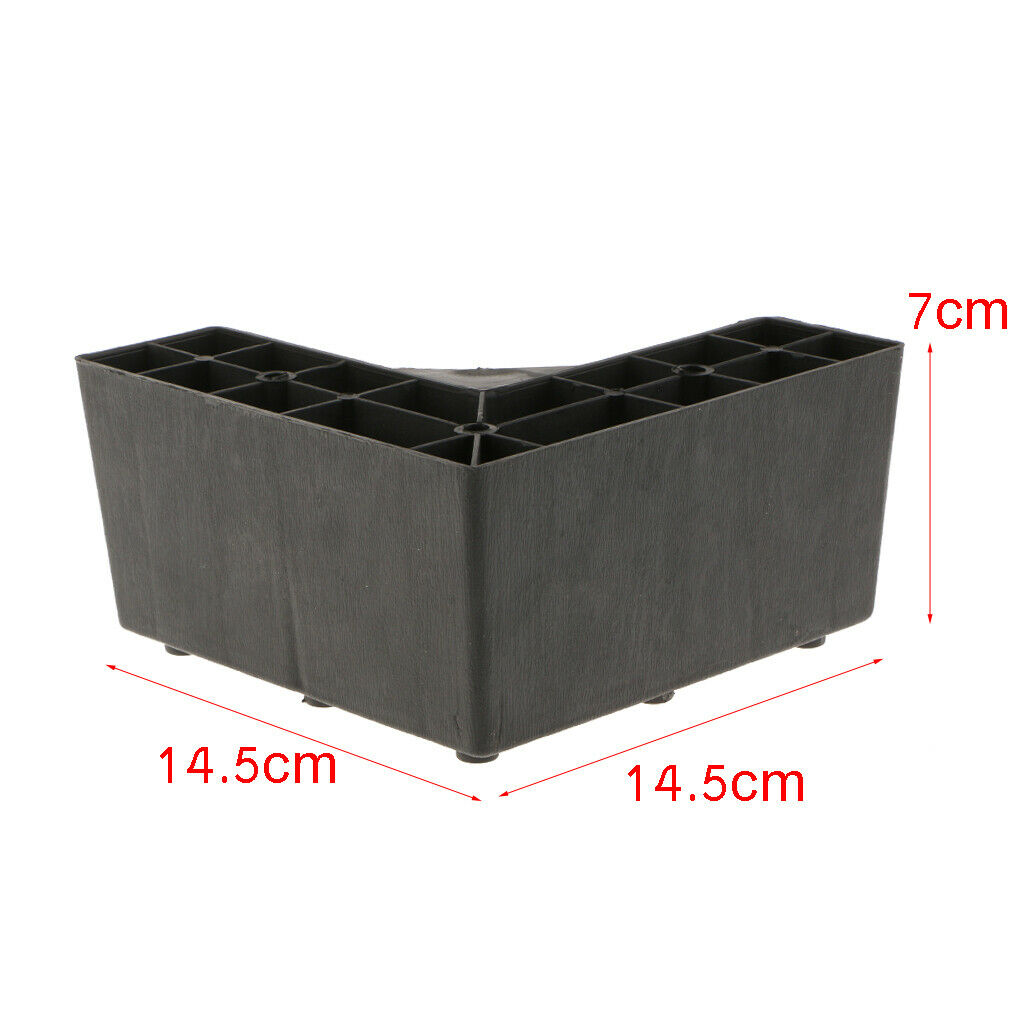 4x Plastic Triangle Sofa Leg Furniture Feet Plinth Accessories 15x7cm Black