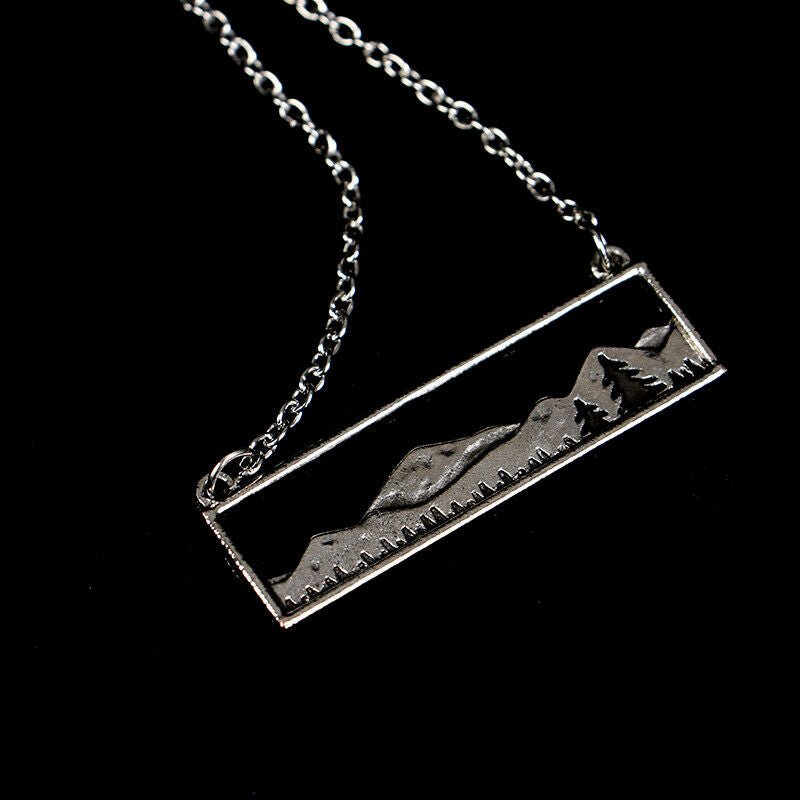 Mountain Range Pine Trees Pendant Necklace Landscape Jewelry Christmas G JD