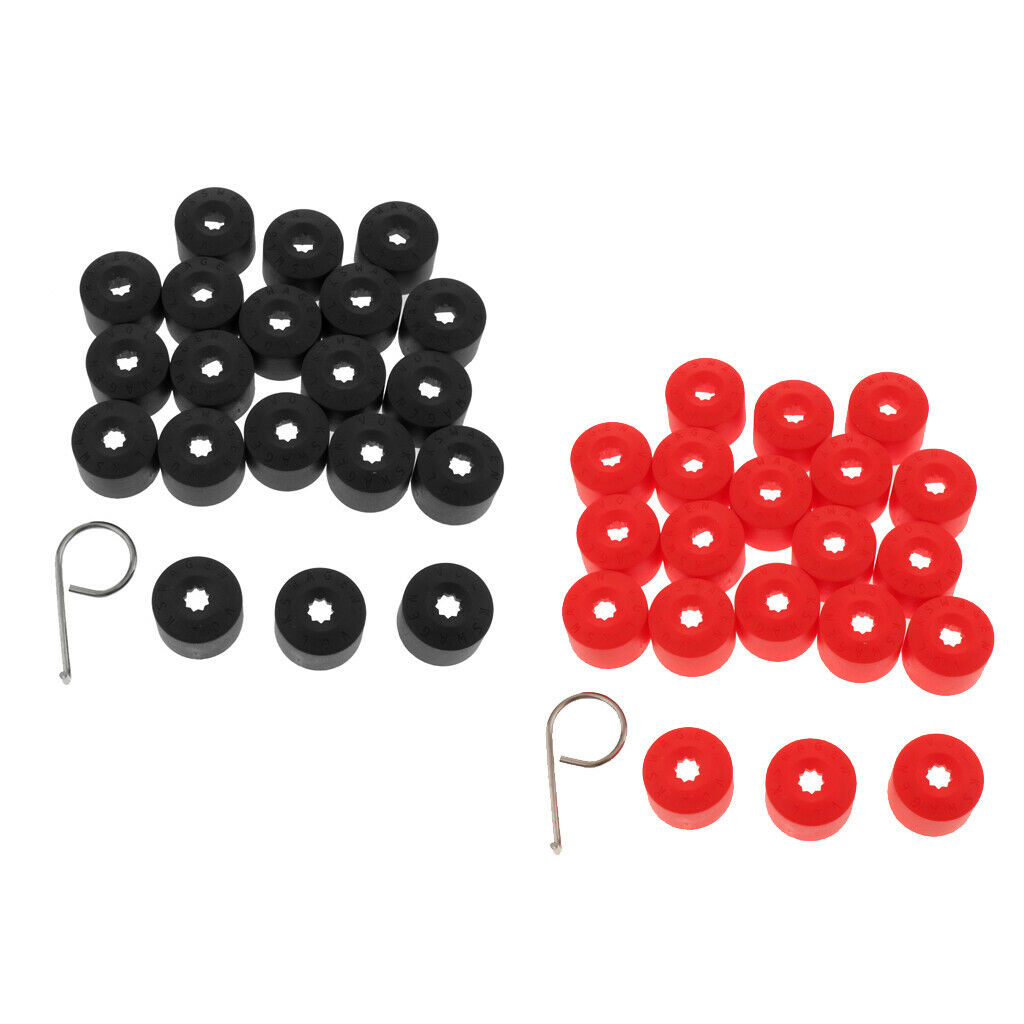 40x 20mm Red + Black Car Wheel Nut Lug Dustproof Cover Cap Protector Removal