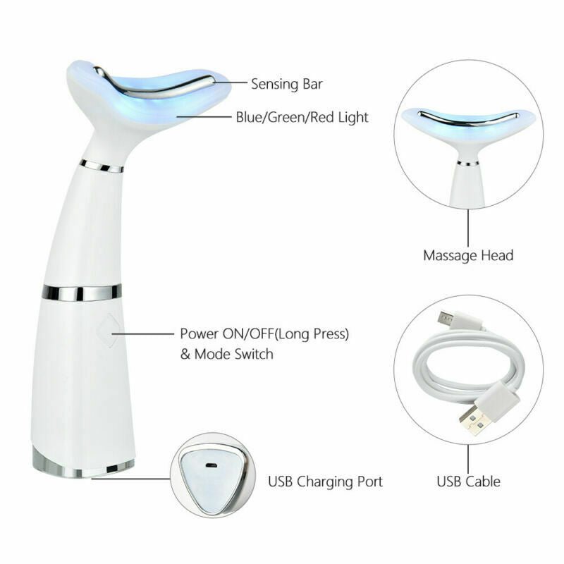 LED Photon Therapy Neck Face Lifting Massager Remove Double Chin Skin Tighten US