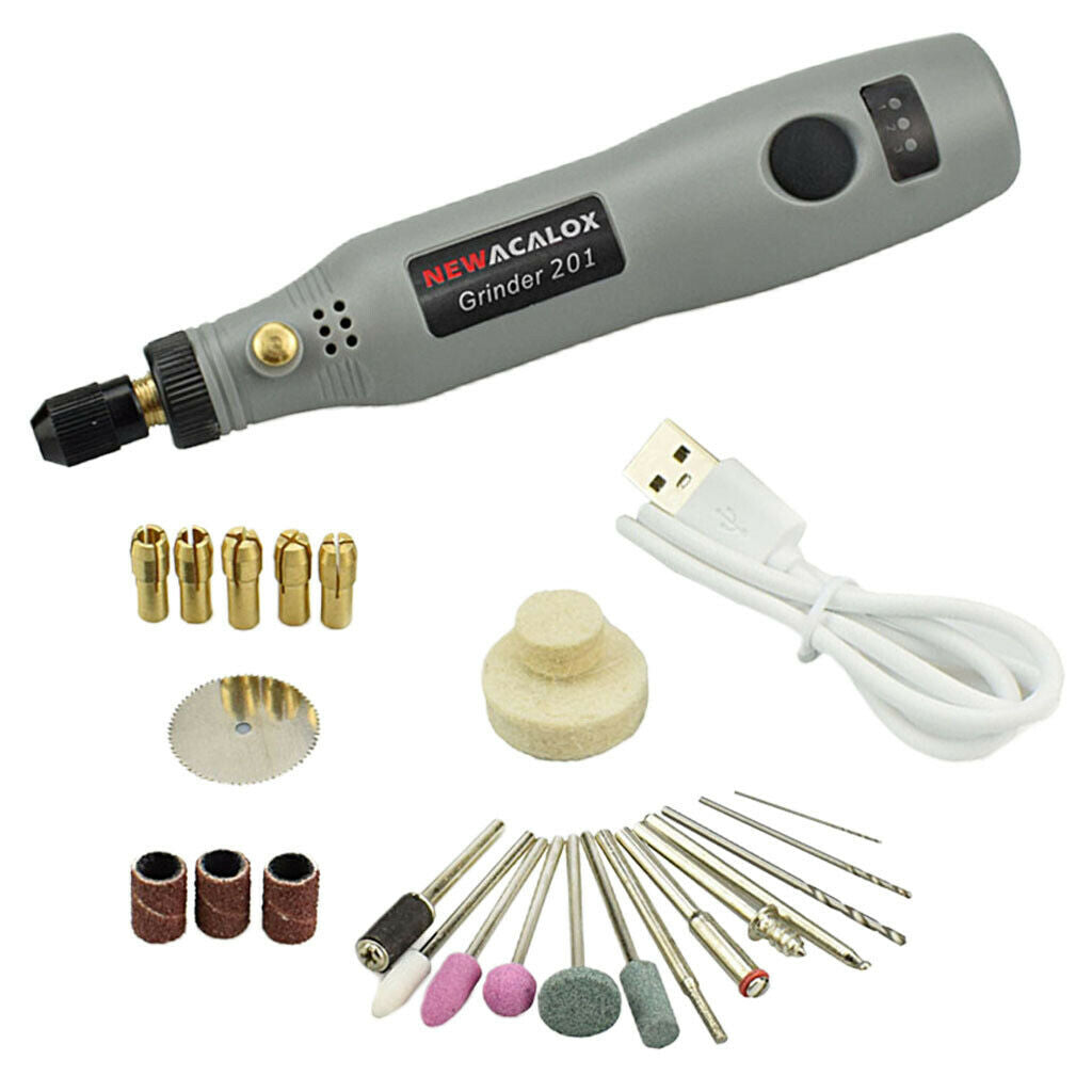 Mini Electric Drill Grinder Pen Kit Woodworking Hobby Rotary Tool Gray