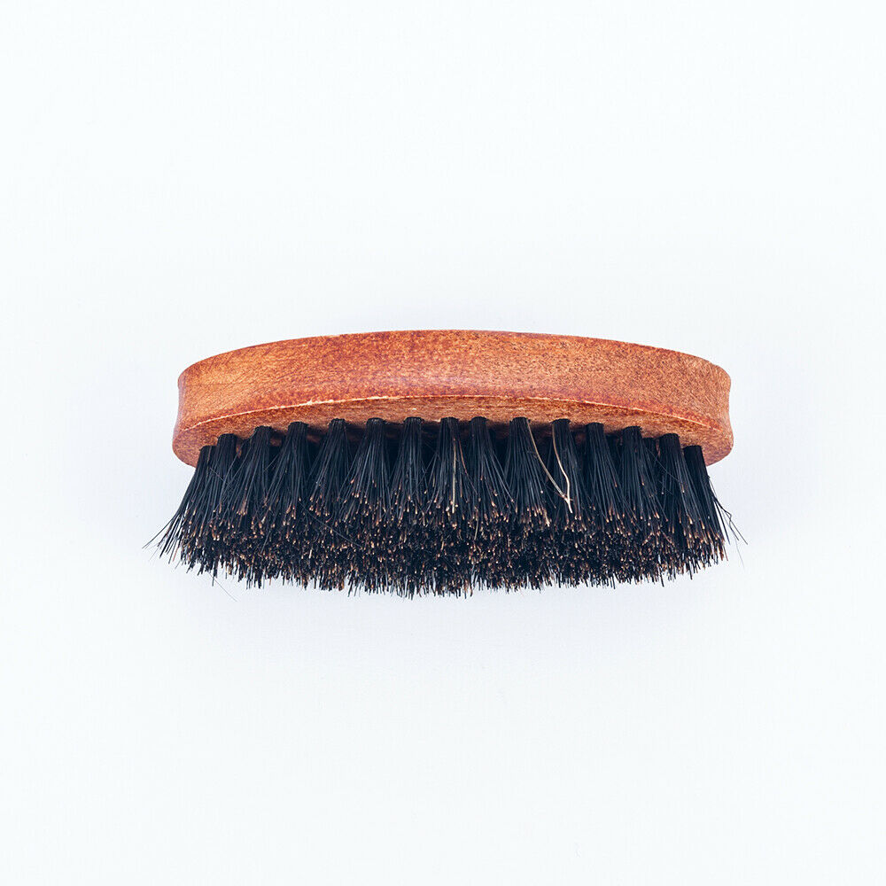 Men Boar Hair Bristle Beard Mustache Brush Military Round Wood Handle Comb Tool^