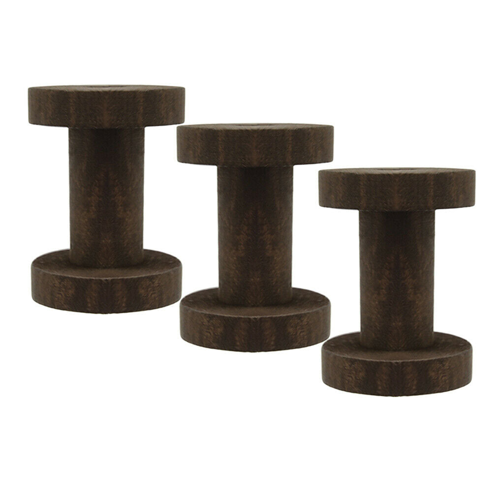3x Wood Thread Spools Natural Wire Weaving Cord Yarn Thread Bobbins 61x45mm