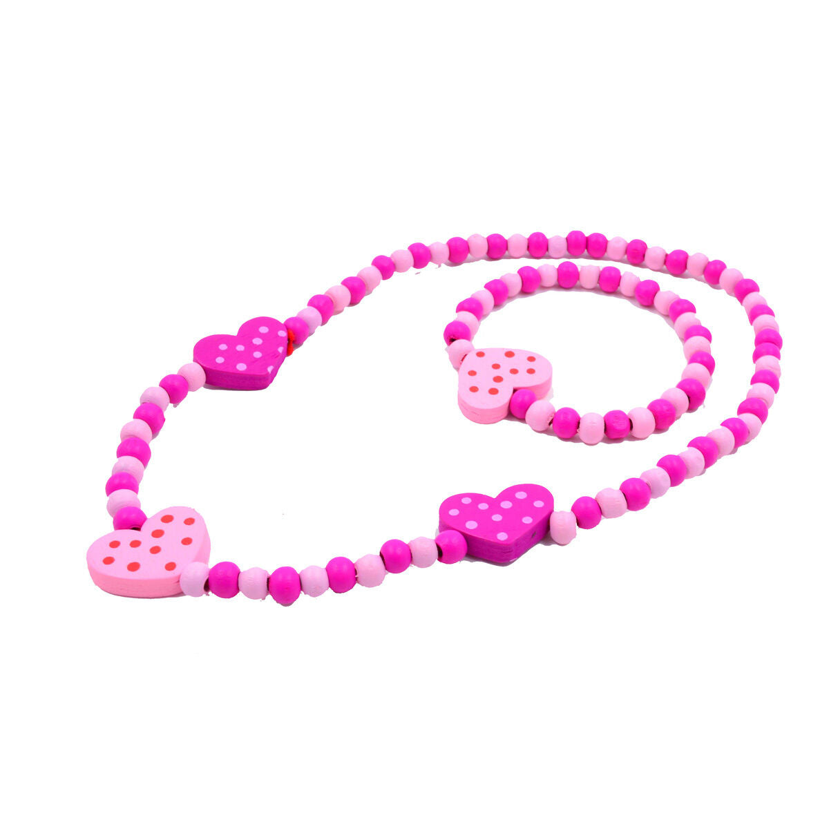 1 Set Cute Pink Heart Bead Kid Child Necklace Bracelet Jewelry Sets For Girls