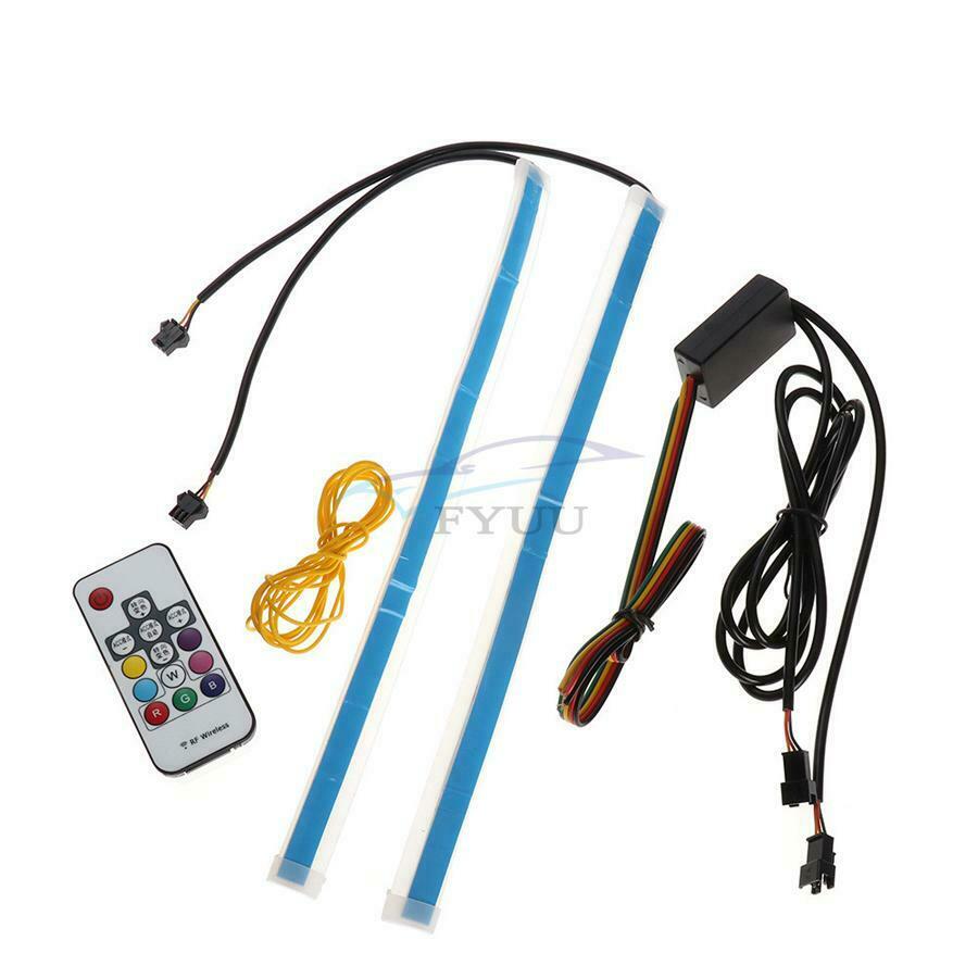 2× 12V RGB Waterproof Universal Car Styling DRL Flexible Soft LED Strip Light