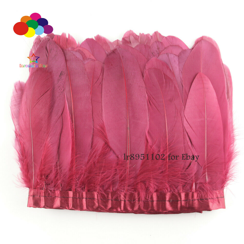 2 meters/lot  Burgundy stained goose feathers Ribbon 15~18 cm duck dance DIY