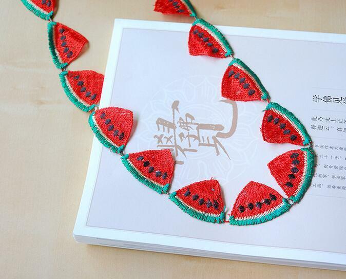 5 Yard watermelon shape Embroidered fruit lace Trim Appliques Sewing 1.7cm
