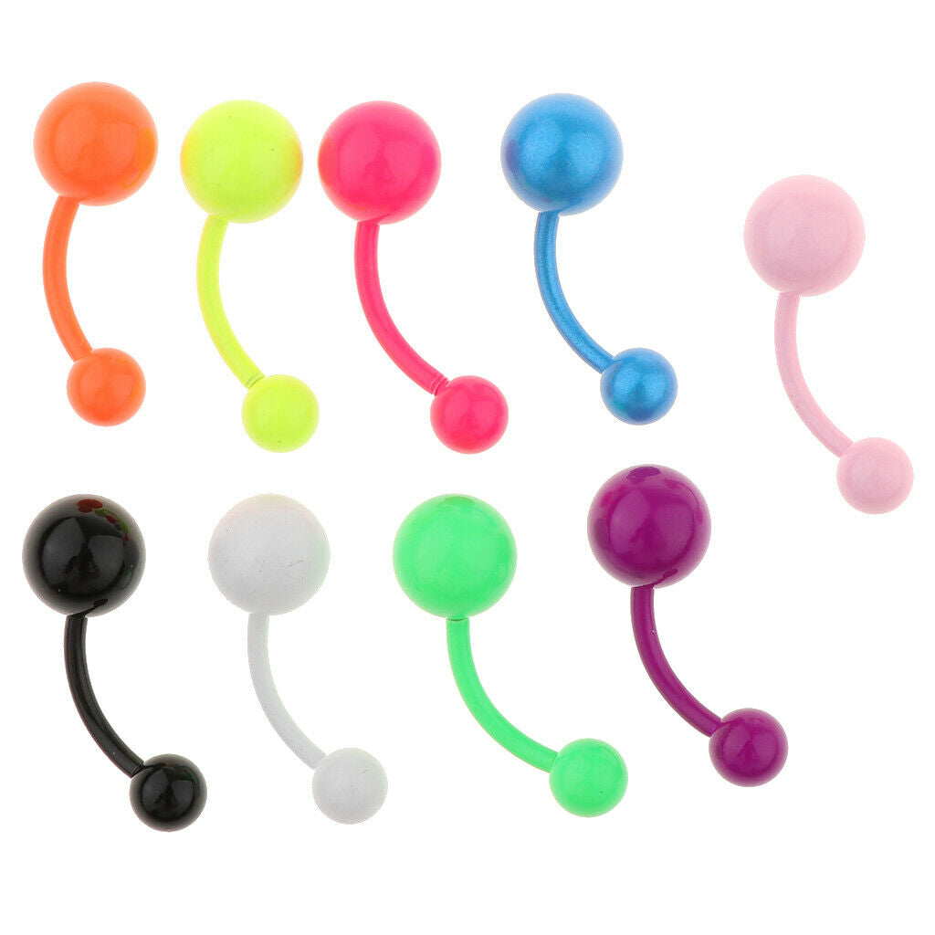9-Pack Women Belly Button Ring Navel Ring Barbell Bar Piercing Jewelry 1.6mm