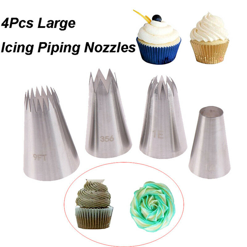 4Pcs Large Icing Piping Nozzles Russian Pastry Tips Baking Tool Cake Deco.l8