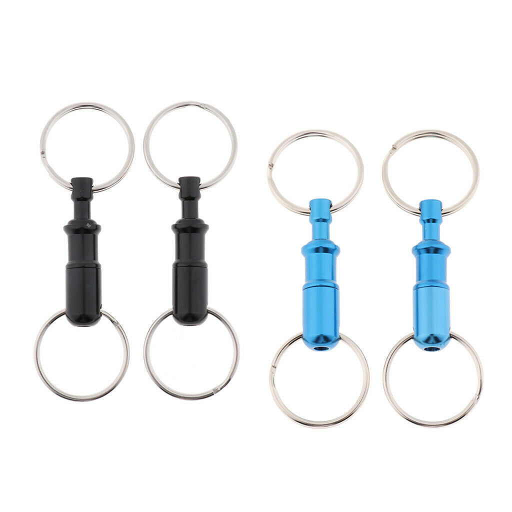4x Removable Pull Apart Quick Release Keychain Dual Key Rings Separate
