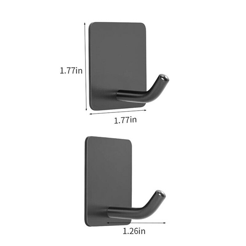 4 Packs Towel Hooks Self-Adhesive Wall Single Hook, Stainless Steel Black CoatE1