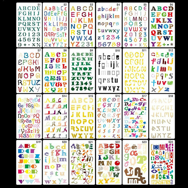 24pcs Alphabet Letters Drawing Template Stencil Painting Embossing ScrapbookBDA