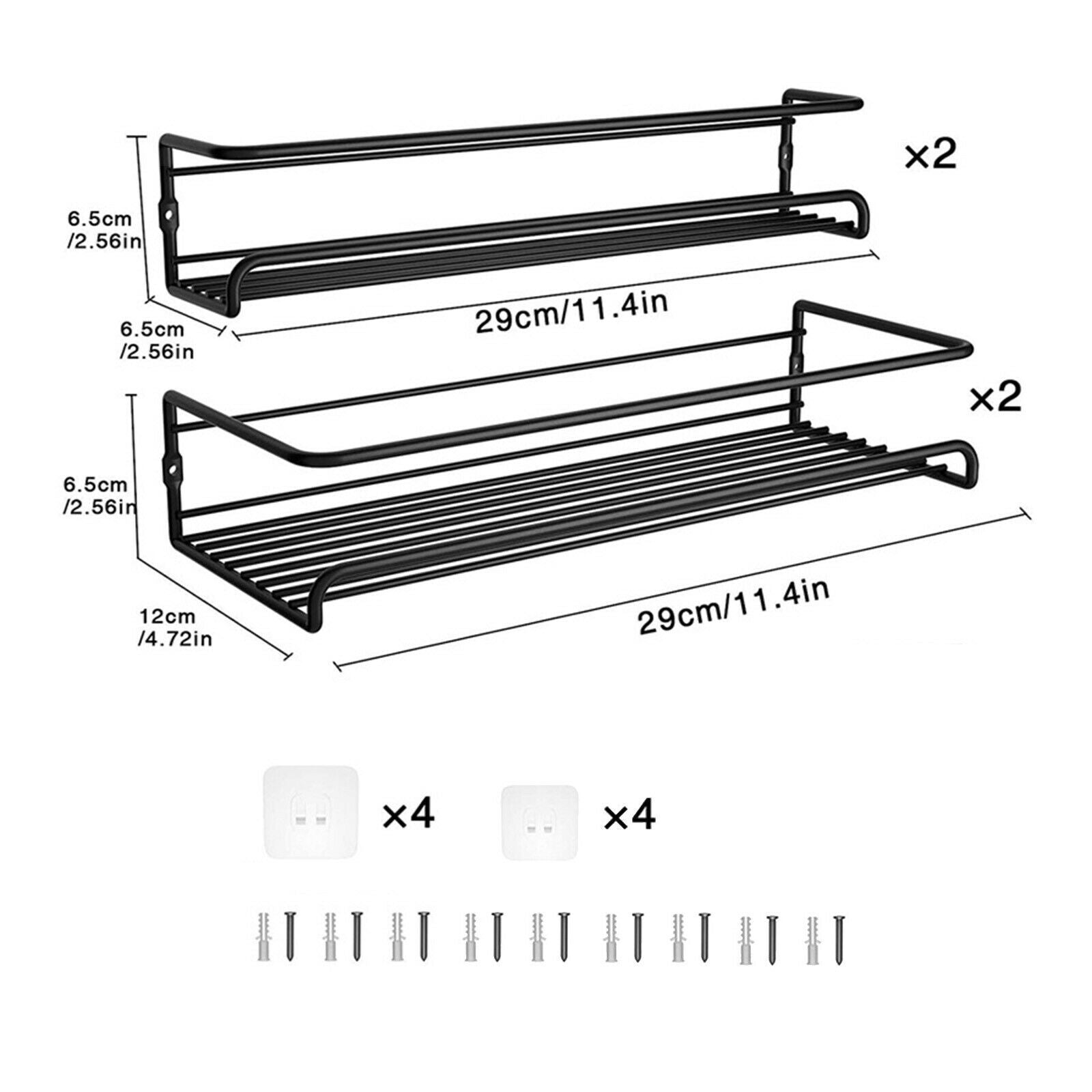 2Pcs Hanging Spice Shelves Rack Organizer Kitchen Wall Mounted for Cupboard